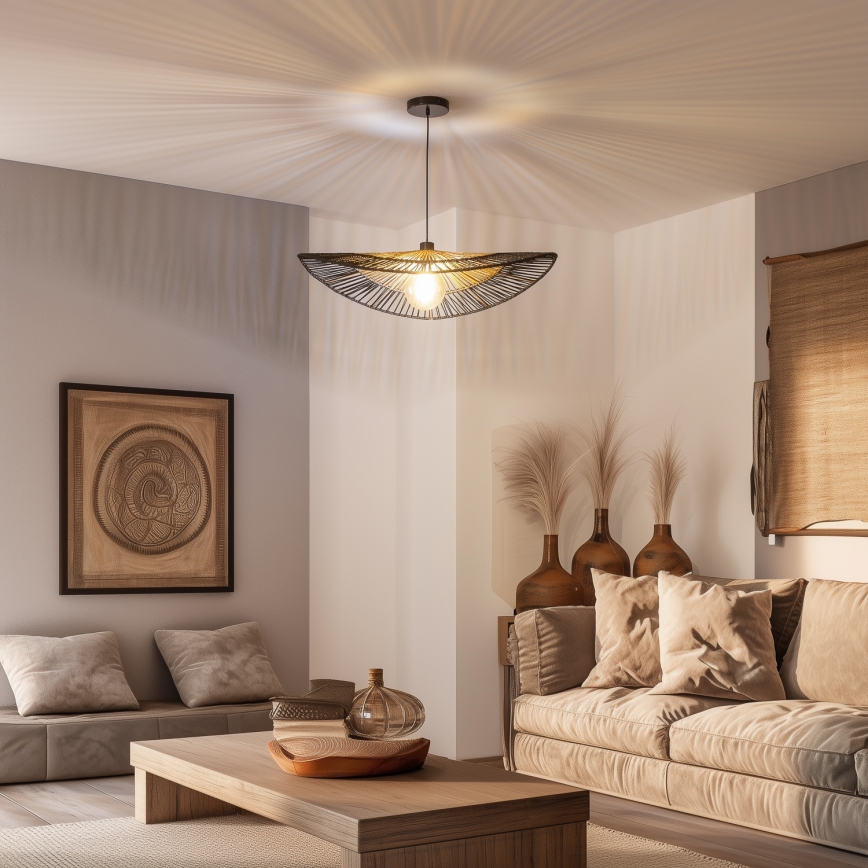 Brilagi - LED-Hängeleuchte mit Kabelaufhängung CERIA BOHO 1xE27/40W/230V Ø 80 cm schwarz/braun