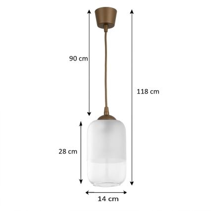 BRILAGI - LED-Hängeleuchte mit Kabelaufhängung RETRO GLASS 1xE27/60W/230V Ø 14 cm braun/weiß