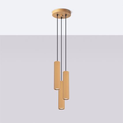 Brilagi - LED-Hängeleuchte mit Seilaufhängung CRESTO 3xGU10/10W/230V goldfarben