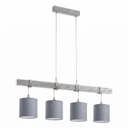 BRILAGI - LED-Hängeleuchte mit Seilaufhängung NUBILA 4xE27/60W/230V hellgrau