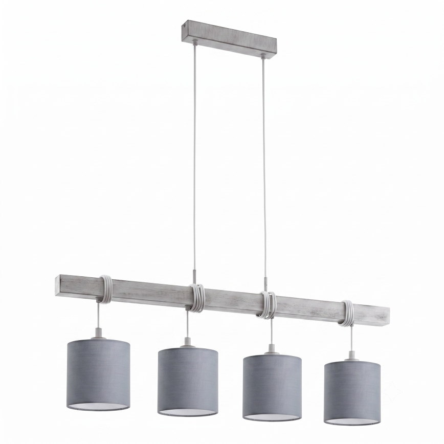 BRILAGI - LED-Hängeleuchte mit Seilaufhängung NUBILA 4xE27/60W/230V hellgrau
