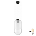 BRILAGI - LED-Hängeleuchte RETRO GLASS mit Kabelaufhängung 1xE27/60W/230V Ø 14 cm schwarz/weiß