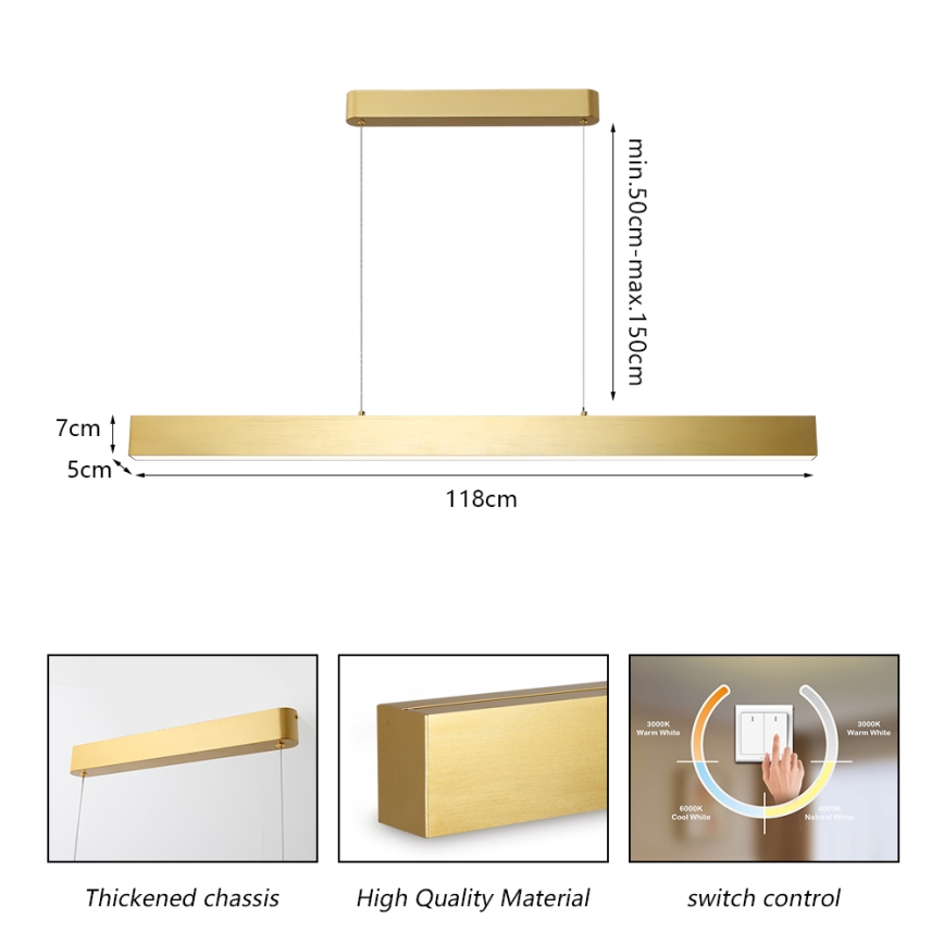 Brilagi - LED-Hängeleuchte SLEEKLINE LED/40W/230V 3000/4500/6000K golden