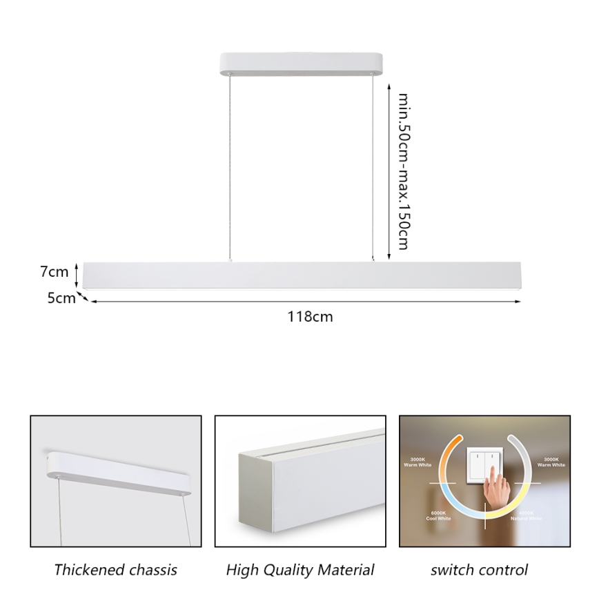 Brilagi - LED-Hängeleuchte SLEEKLINE LED/40W/230V 3000/4500/6000K weiß