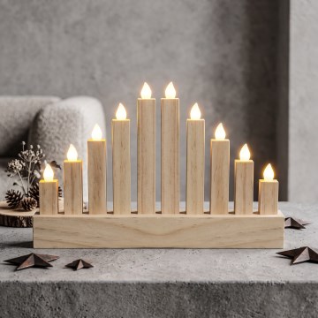 BRILAGI - LED hölzerner Weihnachtskerzenhalter 10xLED/2xAA