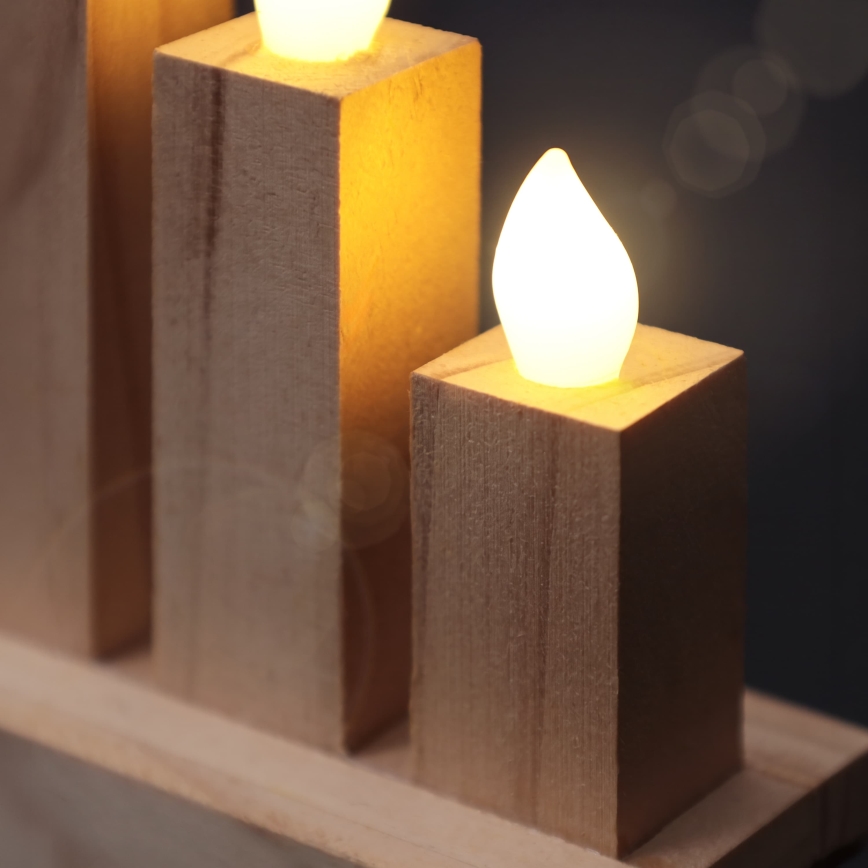 BRILAGI - LED hölzerner Weihnachtskerzenhalter 10xLED/2xAA