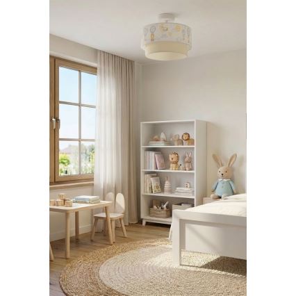 Brilagi-LED Kinder-Aufbau-Deckenleuchte BOBO 1xE27/60W/230V Ø 40 cm weiß/beige/Tiermotiv