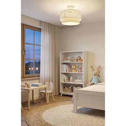 Brilagi-LED Kinder-Aufbau-Deckenleuchte BOBO 1xE27/60W/230V Ø 40 cm weiß/beige/Tiermotiv
