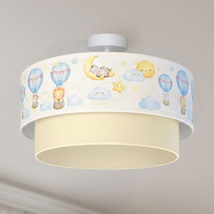 Brilagi-LED Kinder-Aufbau-Deckenleuchte BOBO 1xE27/60W/230V Ø 40 cm weiß/beige/Tiermotiv