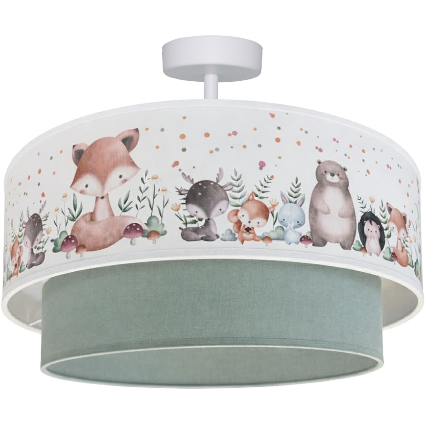 Brilagi - LED Kinder-Aufgesetzte Deckenleuchte BOBO 1xE27/60W/230V Ø 40 cm weiß/grün/Tiermotive