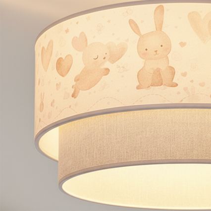 Brilagi – LED Kinder-Deckenleuchte BOBO 1xE27/10W/230V Ø 40 cm creme/grau mit Hasenmotiven