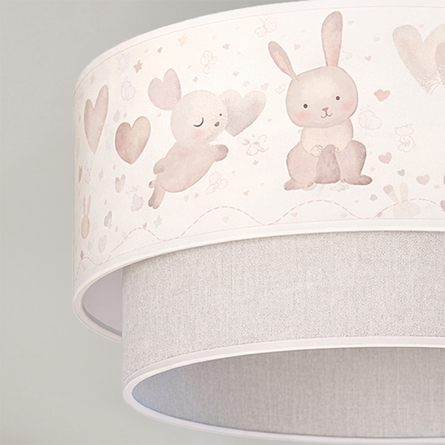 Brilagi – LED Kinder-Deckenleuchte BOBO 1xE27/10W/230V Ø 40 cm creme/grau mit Hasenmotiven