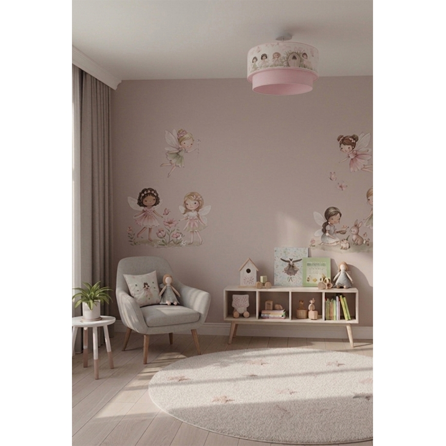 Brilagi - LED Kinder-Aufputz-Deckenleuchte BOBO 1xE27/60W/230V Ø 40 cm rosa/Feen
