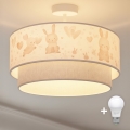 Brilagi – LED Kinder-Deckenleuchte BOBO 1xE27/10W/230V Ø 40 cm creme/grau mit Hasenmotiven