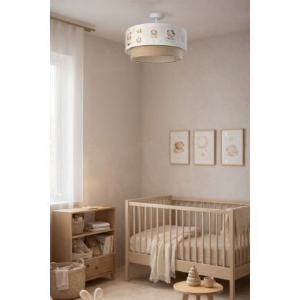 Brilagi - LED Kinder-Aufbau-Deckenleuchte BOBO 1xE27/10W/230V Ø 40 cm weiß/beige mit Teddybären-Motiv