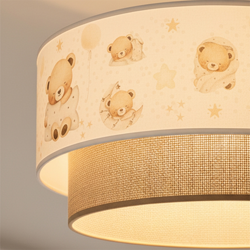 Brilagi - LED Kinder-Aufbau-Deckenleuchte BOBO 1xE27/10W/230V Ø 40 cm weiß/beige mit Teddybären-Motiv