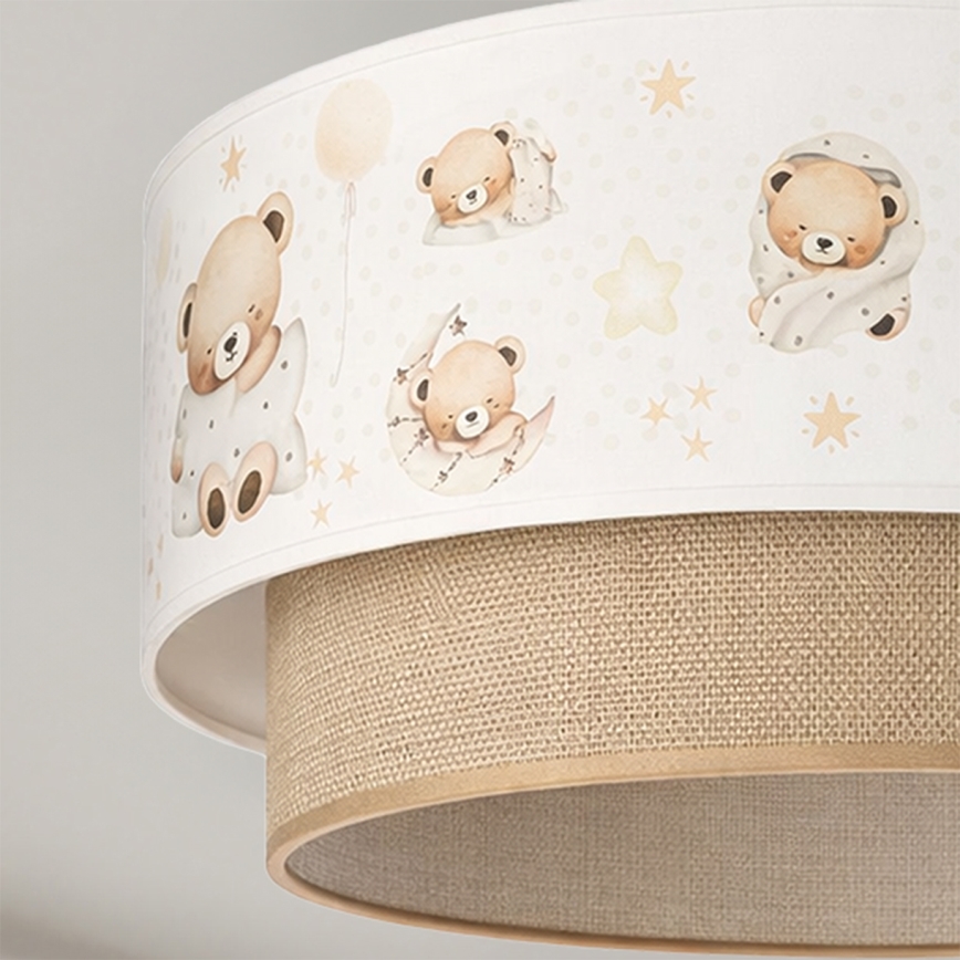 Brilagi - LED Kinder-Aufbau-Deckenleuchte BOBO 1xE27/10W/230V Ø 40 cm weiß/beige mit Teddybären-Motiv