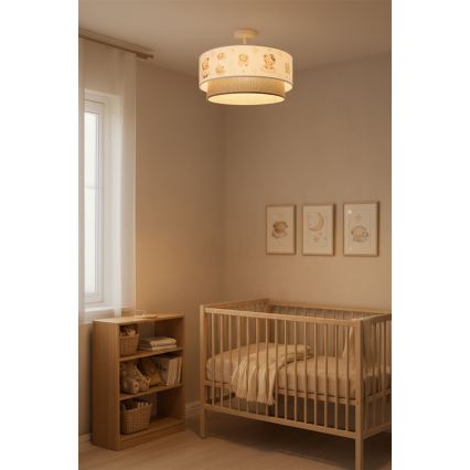 Brilagi-LED Kinder-Deckenleuchte BOBO 1xE27/60W/230V Ø 40 cm weiß/beige/mit Bär