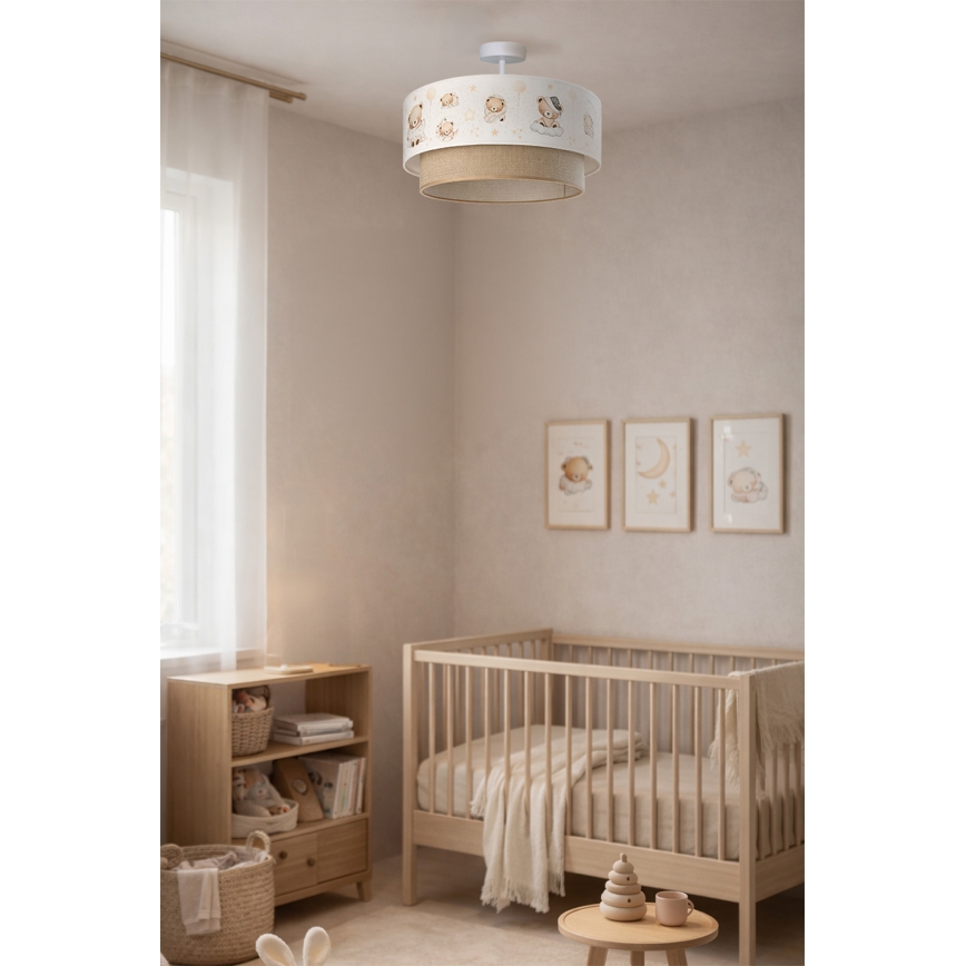 Brilagi-LED Kinder-Deckenleuchte BOBO 1xE27/60W/230V Ø 40 cm weiß/beige/mit Bär