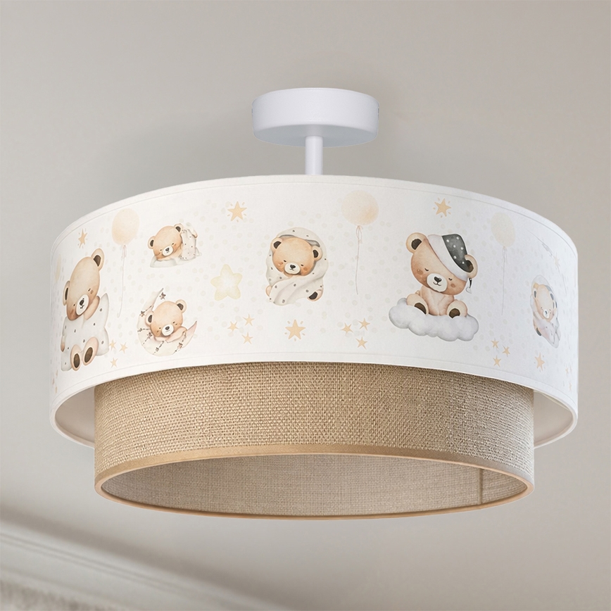 Brilagi-LED Kinder-Deckenleuchte BOBO 1xE27/60W/230V Ø 40 cm weiß/beige/mit Bär