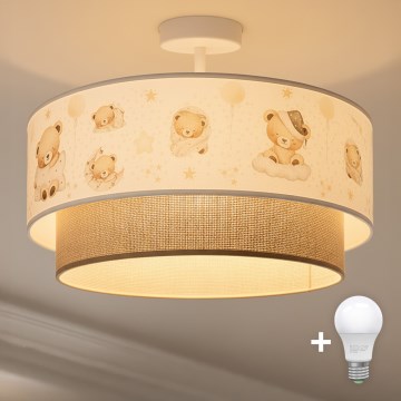 Brilagi - LED Kinder-Deckenleuchte BOBO 1xE27/60W/230V Ø 40 cm weiß/beige mit Bärchenmotiv