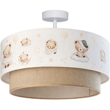 Brilagi - LED Kinder-Deckenleuchte BOBO 1xE27/60W/230V Ø 40 cm weiß/beige mit Bärchenmotiv