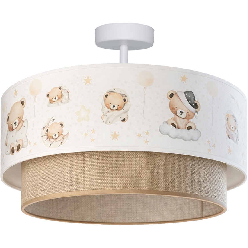 Brilagi - LED Kinder-Deckenleuchte BOBO 1xE27/60W/230V Ø 40 cm weiß/beige mit Bärchenmotiv