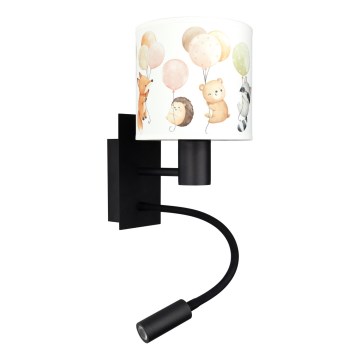 BRILAGI - LED Kinder flexible Wandleuchte BOBO 1xE27/25W/230V + LED/3W schwarz/weiß/Tiermotive