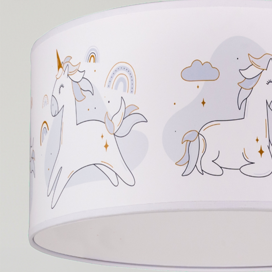 Brilagi - LED-Kinder-Pendelleuchte an Kabel BOBO 1xE27/60W/230V Ø 35 cm weiß/Einhörner