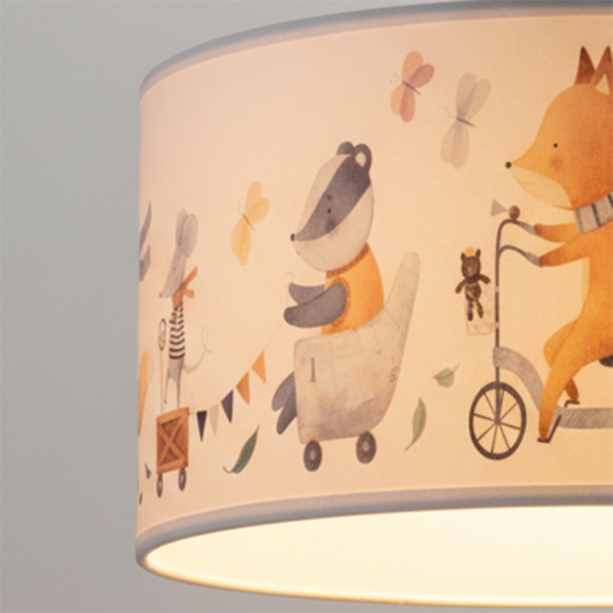 Brilagi - LED Kinder-Hängeleuchte mit Kabel BOBO 1xE27/60W/230V pr. 35 cm weiß/Tiermotive