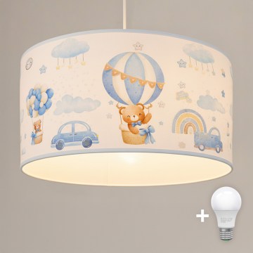 Brilagi - LED Kinder-Pendelleuchte an Kabel BOBO 1xE27/10W/230V Ø 35 cm blau mit Bärchen
