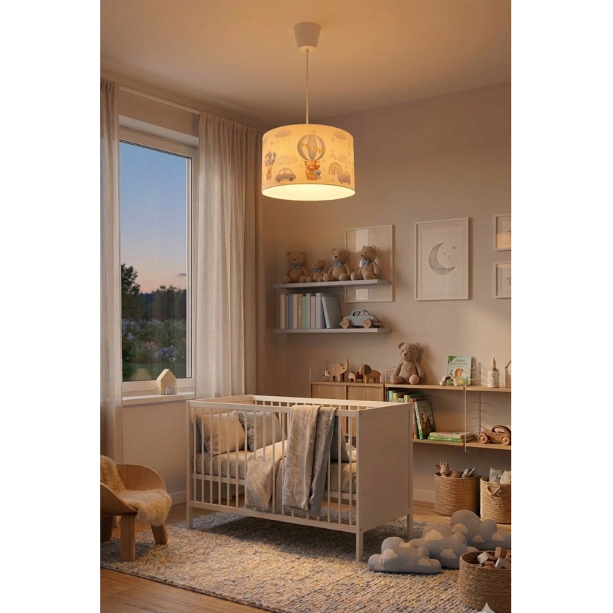 Brilagi - LED Kinder-Pendelleuchte an Kabel BOBO 1xE27/10W/230V Ø 35 cm blau mit Bärchen