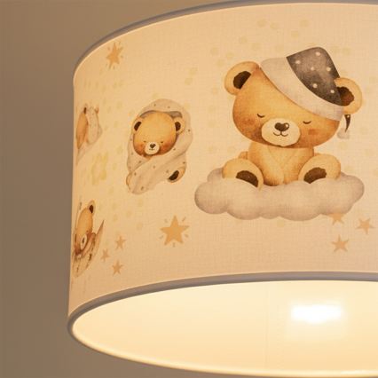 Brilagi - LED-Kinder-Pendelleuchte an Kabel BOBO 1xE27/10W/230V Ø 35 cm weiß/Teddybären