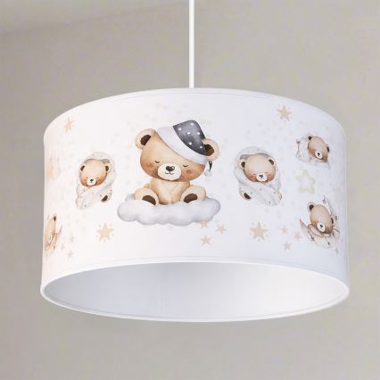Brilagi - LED-Kinder-Pendelleuchte an Kabel BOBO 1xE27/10W/230V Ø 35 cm weiß/Teddybären