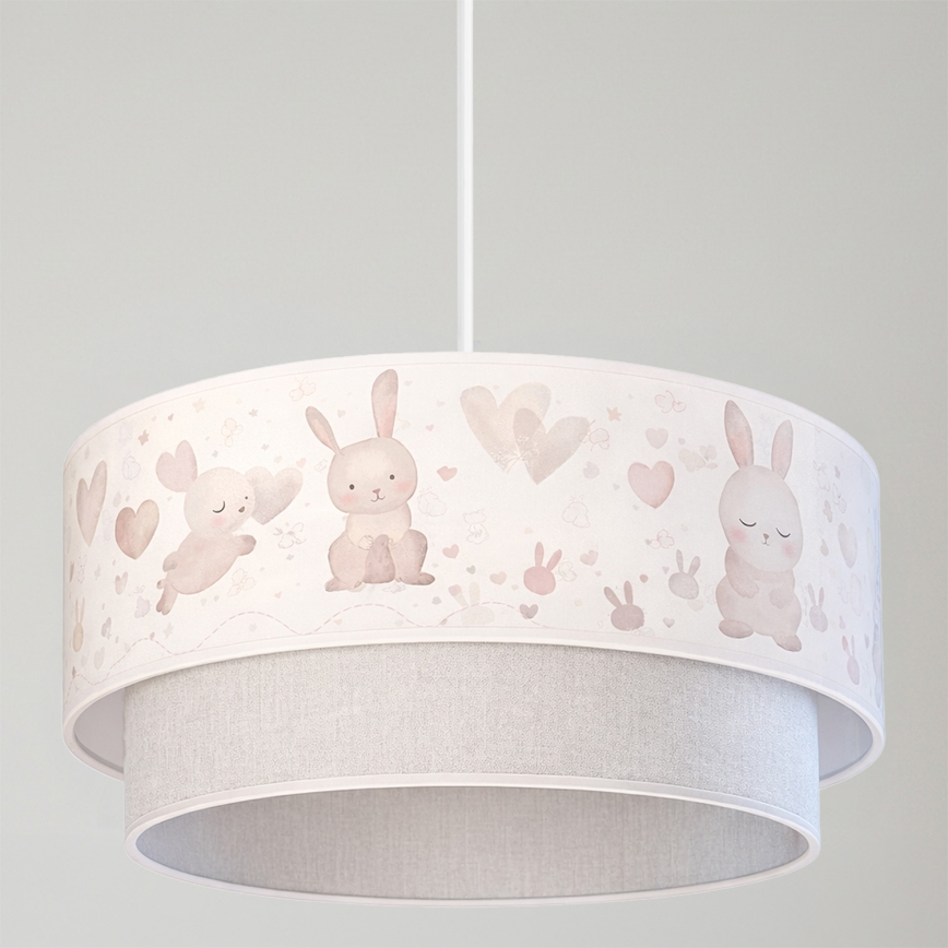 Brilagi - LED Kinder-Pendelleuchte an Kabel BOBO 1xE27/10W/230V Ø 40 cm creme/grau/Häschen