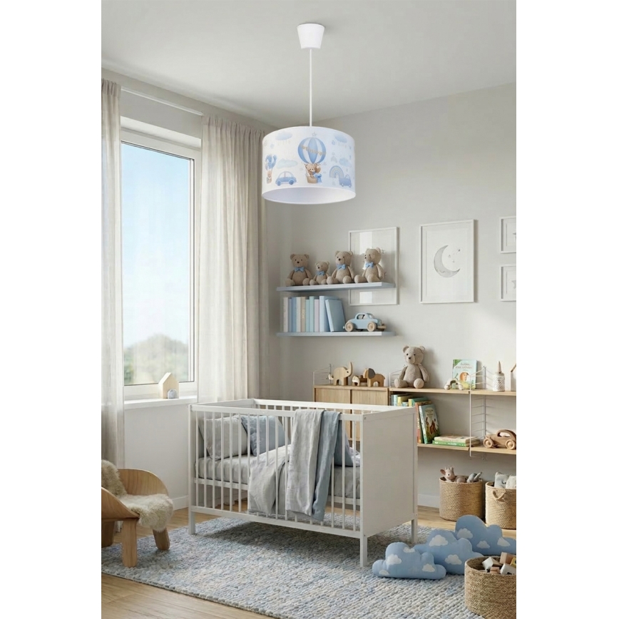 Brilagi - LED Kinder-Pendelleuchte an Kabel BOBO 1xE27/60W/230V Ø 35 cm blau mit Bärchen