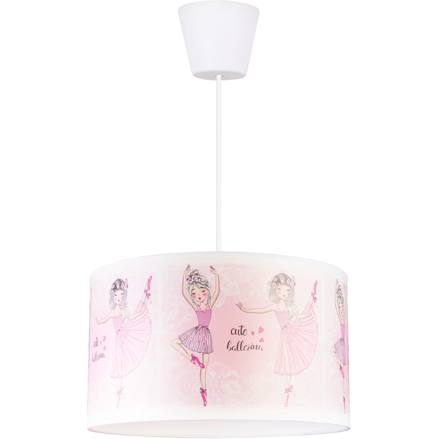 Brilagi - LED-Kinder-Pendelleuchte an Kabel BOBO 1xE27/60W/230V Ø 35 cm rosa/Ballerina-Motive
