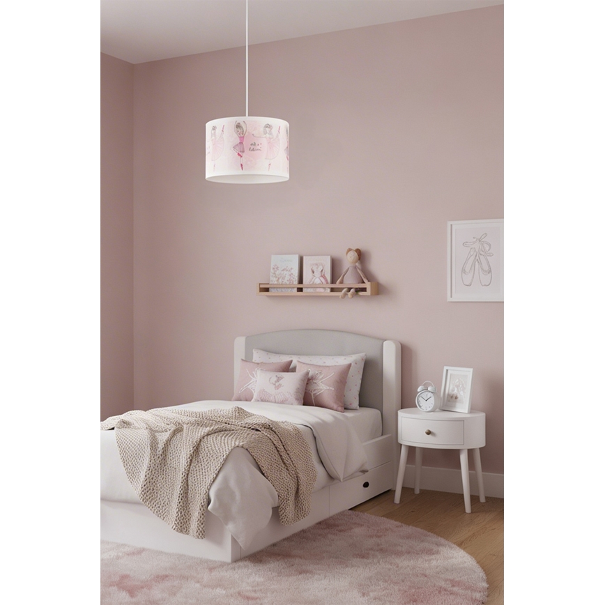 Brilagi - LED-Kinder-Pendelleuchte an Kabel BOBO 1xE27/60W/230V Ø 35 cm rosa/Ballerina-Motive