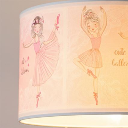 Brilagi - LED-Kinder-Pendelleuchte an Kabel BOBO 1xE27/60W/230V Ø 35 cm rosa/Ballerina-Motive