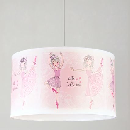 Brilagi - LED-Kinder-Pendelleuchte an Kabel BOBO 1xE27/60W/230V Ø 35 cm rosa/Ballerina-Motive
