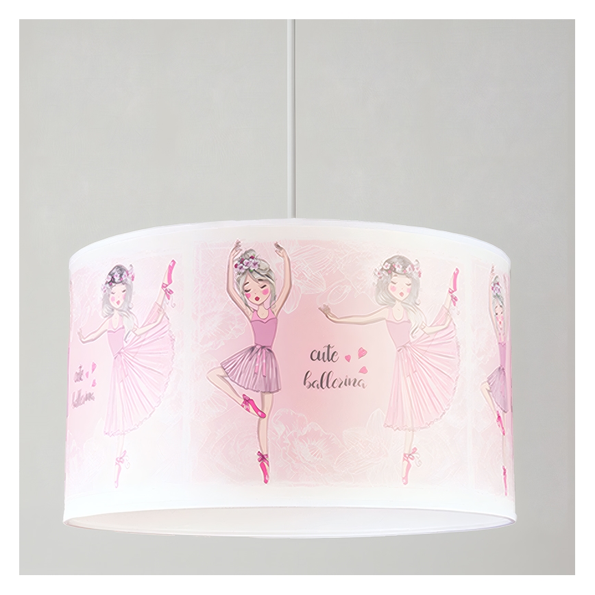Brilagi - LED-Kinder-Pendelleuchte an Kabel BOBO 1xE27/60W/230V Ø 35 cm rosa/Ballerina-Motive