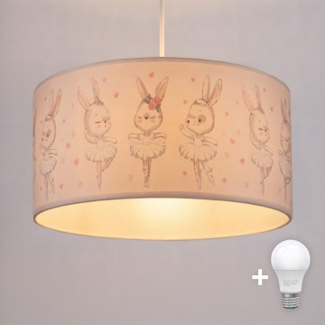 Brilagi - LED-Kinder-Pendelleuchte an Kabel BOBO 1xE27/60W/230V Ø 35 cm weiß/Häschen