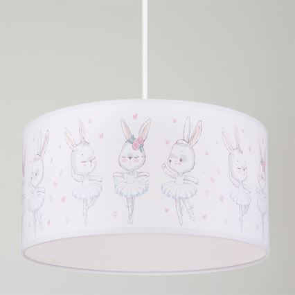 Brilagi - LED-Kinder-Pendelleuchte an Kabel BOBO 1xE27/60W/230V Ø 35 cm weiß/Häschen
