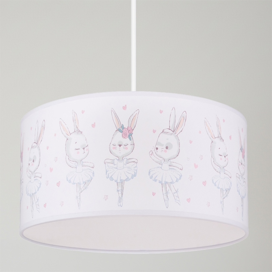 Brilagi - LED-Kinder-Pendelleuchte an Kabel BOBO 1xE27/60W/230V Ø 35 cm weiß/Häschen