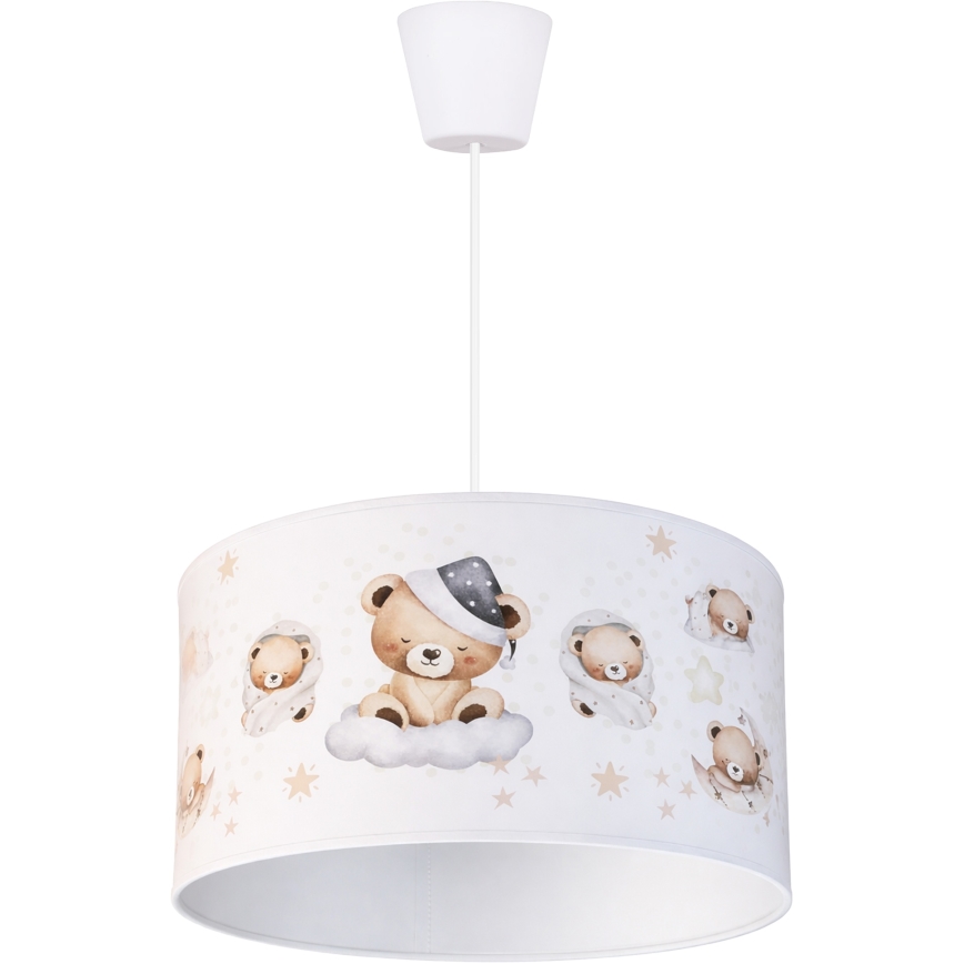Brilagi - LED-Kinder-Pendelleuchte an Kabel BOBO 1xE27/60W/230V Ø 35 cm weiß/Teddybären