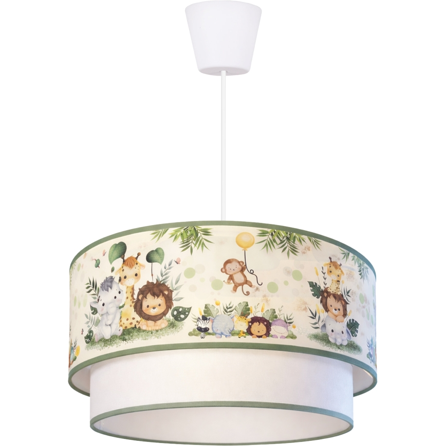 Brilagi - LED Kinder-Pendelleuchte BOBO an Kabel 1xE27/60W/230V Ø 40 cm creme/grün/Dschungel