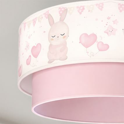 Brilagi - LED Kinder-Pendelleuchte mit Kabelaufhängung BOBO 1xE27/60W/230V Ø 40 cm creme/rosa/Häschen