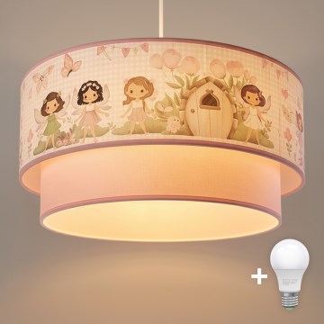 Brilagi - LED-Kinder-Pendelleuchte an Kabel BOBO 1xE27/60W/230V Ø 40 cm rosa/Feen