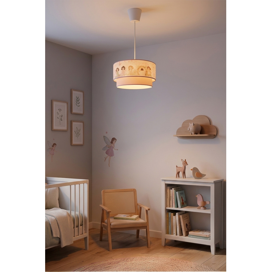 Brilagi - LED-Kinder-Pendelleuchte an Kabel BOBO 1xE27/60W/230V Ø 40 cm rosa/Feen