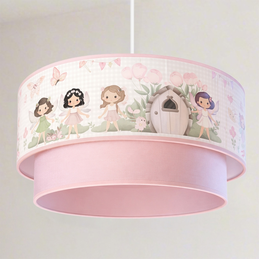 Brilagi - LED-Kinder-Pendelleuchte an Kabel BOBO 1xE27/60W/230V Ø 40 cm rosa/Feen